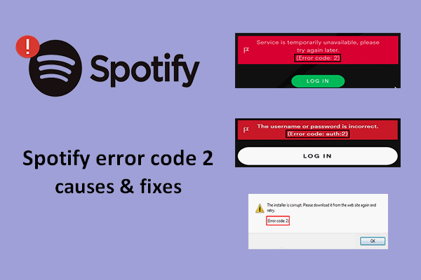 Solved Spotify Error Code 2 Occurred On Your Screen MiniTool