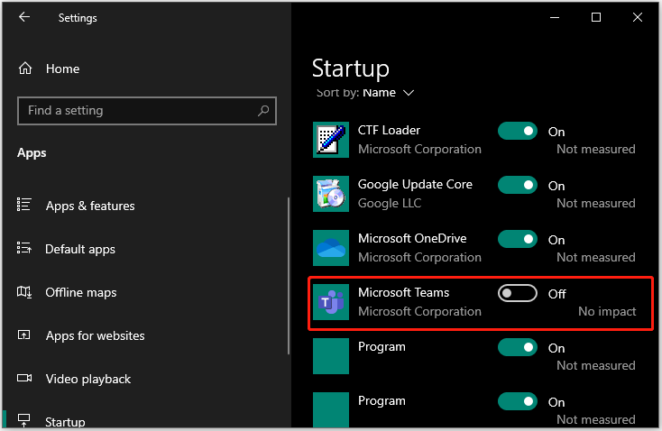 disable related startup programs