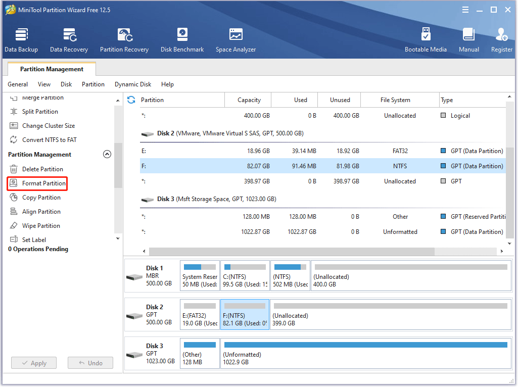 choose the Format Partition feature