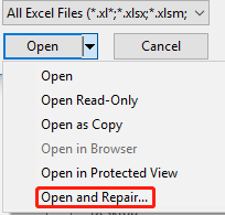 select Open and Repair