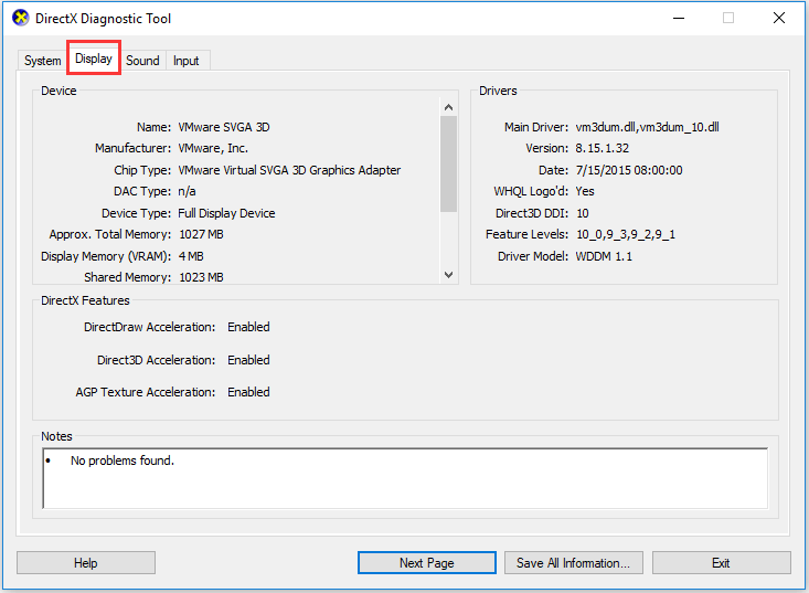 cómo ver la memoria de la licencia de gráficos en Windows 8