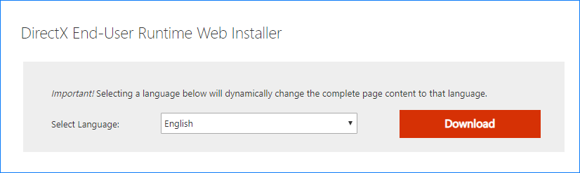 directx runtime end user web installer