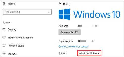 windows 10 n versus pro key