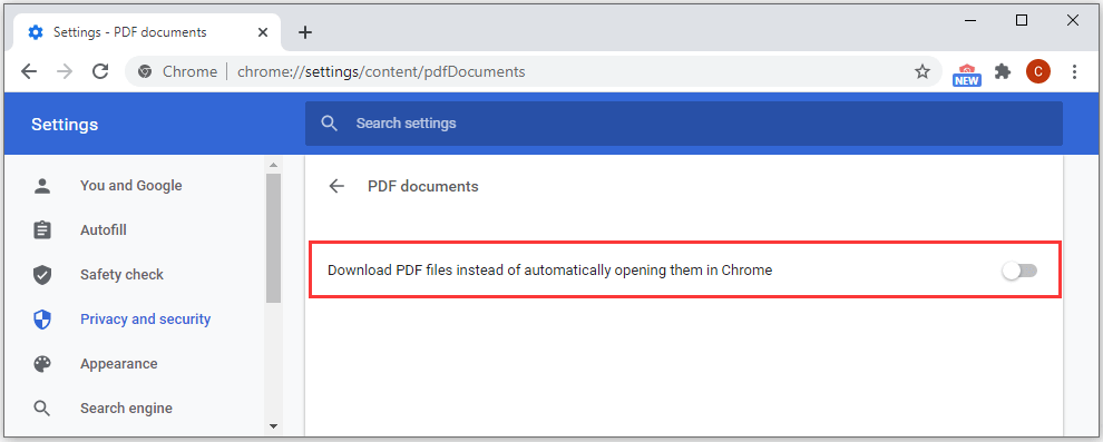 change chrome pdf reader