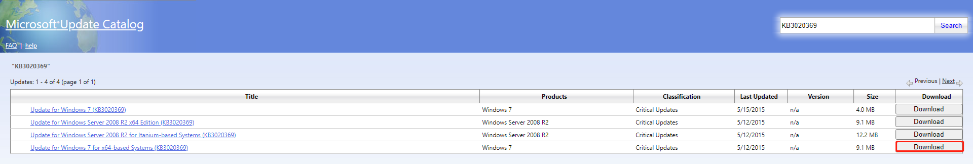 windows update service pack 2