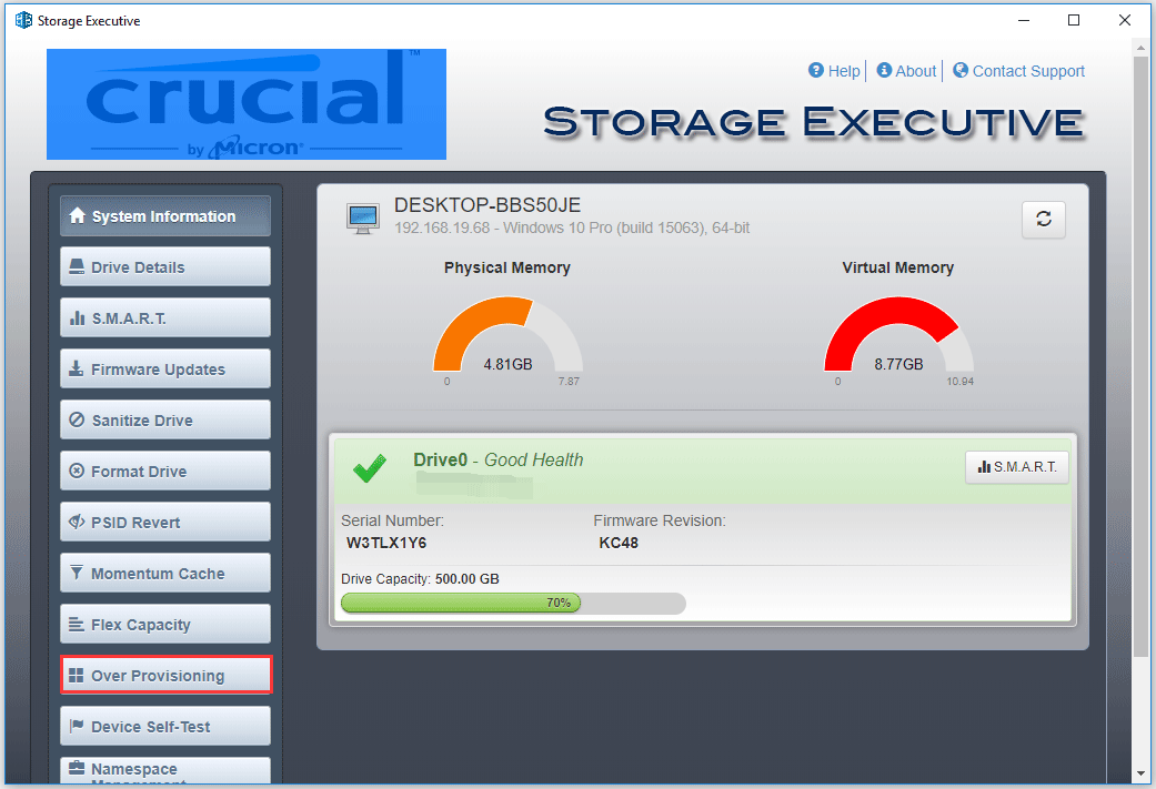 crucial storage executive blue screen